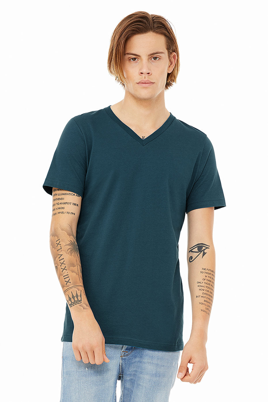 BELLA 3005 UNISEX JERSEY SHORT SLEEVE V-NECK TEE (XS - XL)