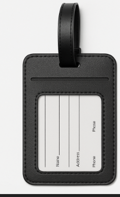 Black PU Leather Luggage Tag – ID Travel Tag with Window & Strap