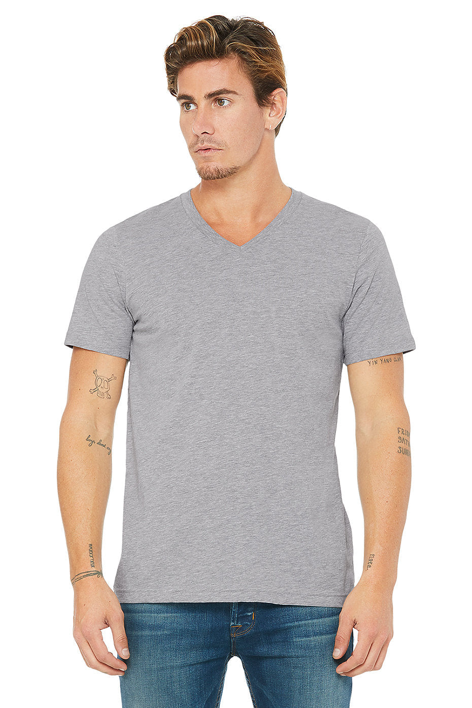 BELLA 3005 UNISEX JERSEY SHORT SLEEVE V-NECK TEE (XS - XL)