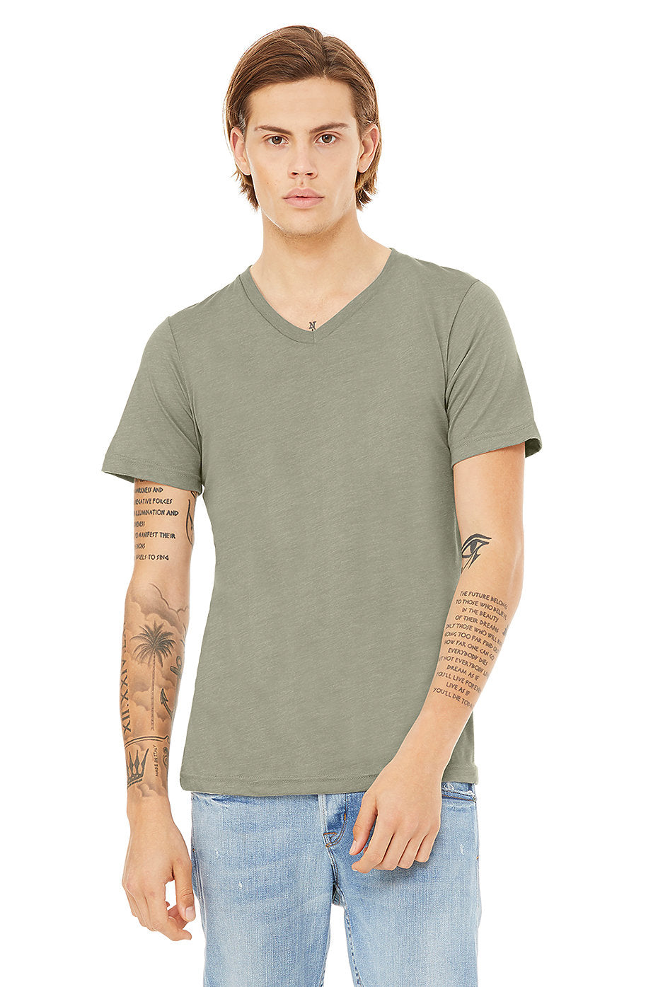 BELLA 3005 UNISEX JERSEY SHORT SLEEVE V-NECK TEE (XS - XL)