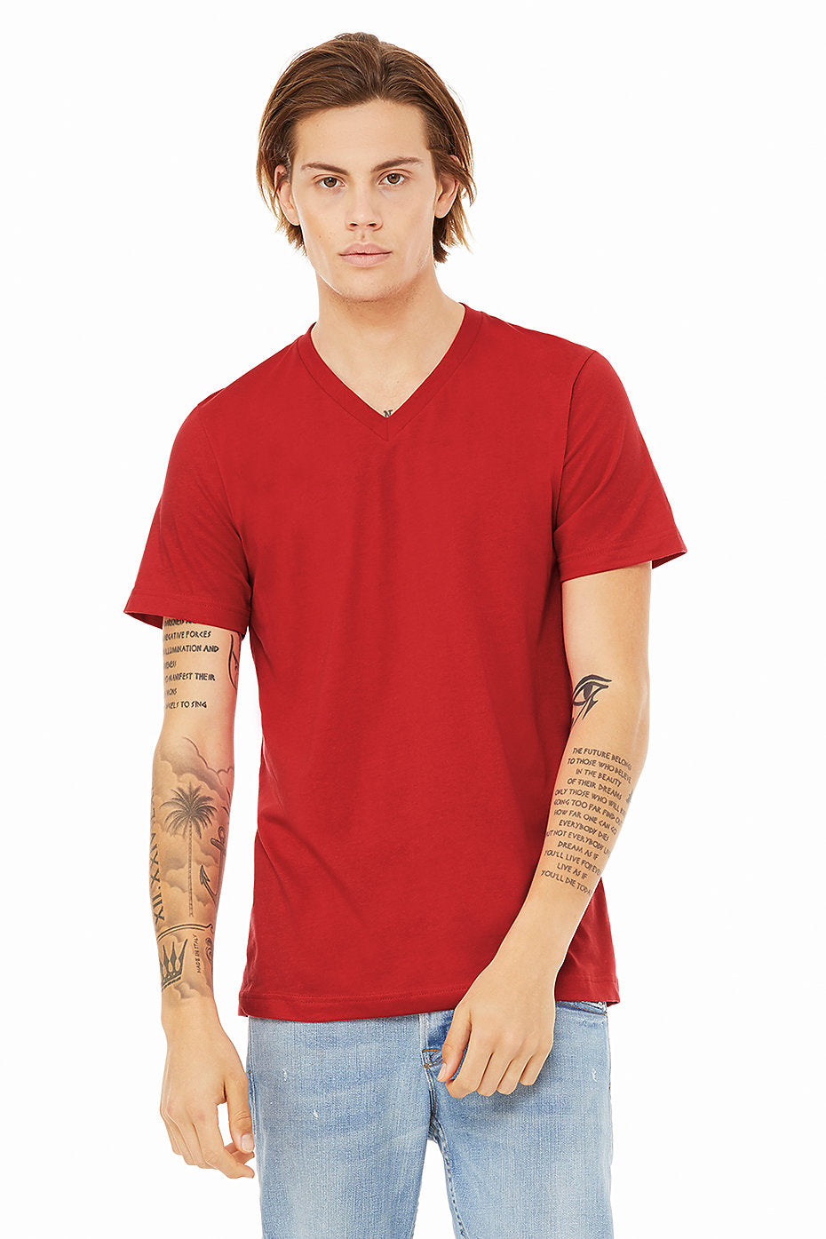 BELLA 3005 UNISEX JERSEY SHORT SLEEVE V-NECK TEE (XS - XL)
