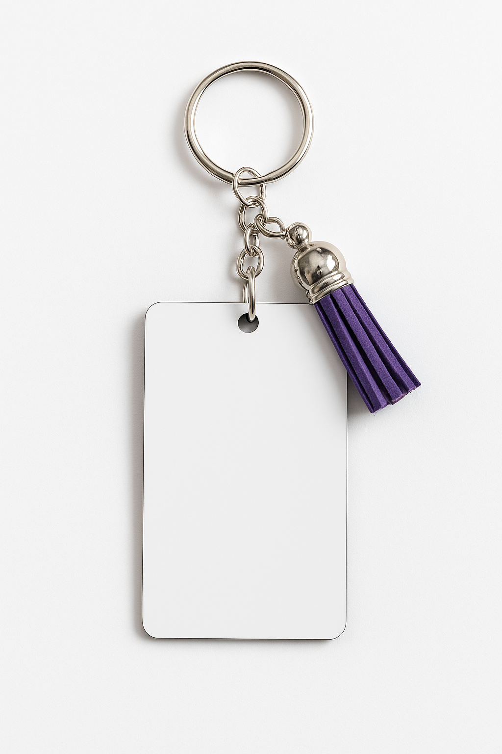 Sublimation Blank Hardboard Rectangle Keychain with Tassel – Glossy Finish